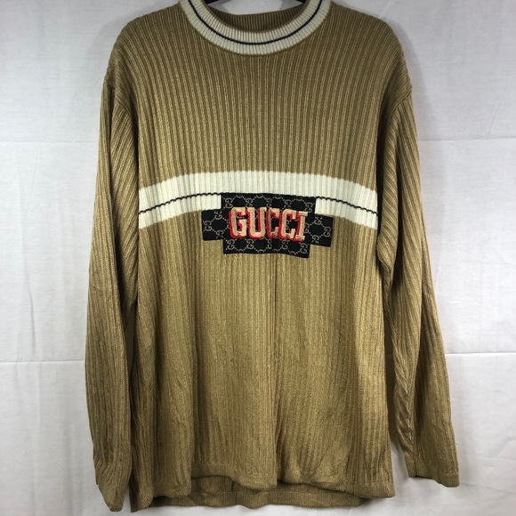 Gucci Sweaters - Gucci Vintage Logo Black & Gold Sweater